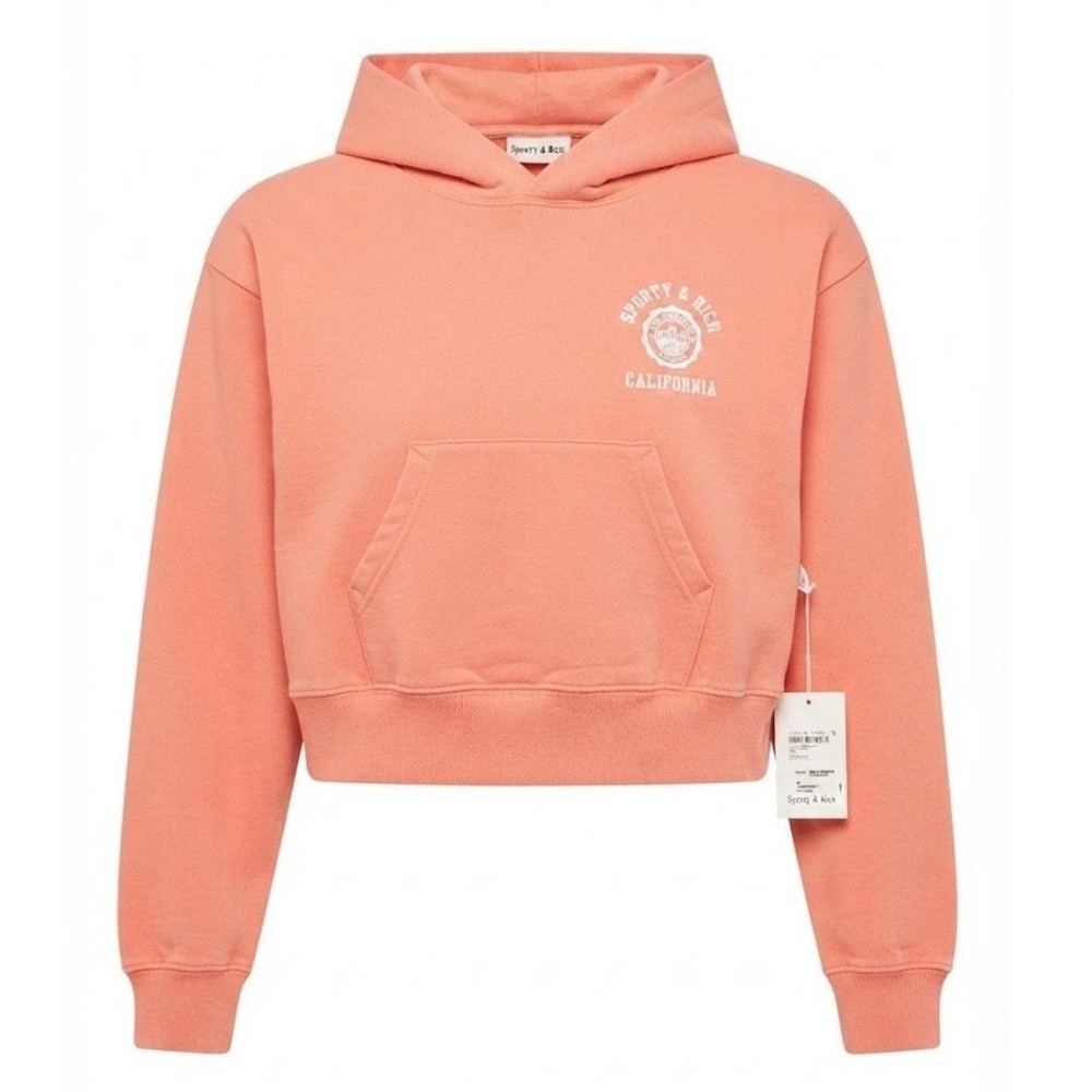 NEW Sporty & Rich California Hoodie Pink Womens XS Cropped Hooded - AC